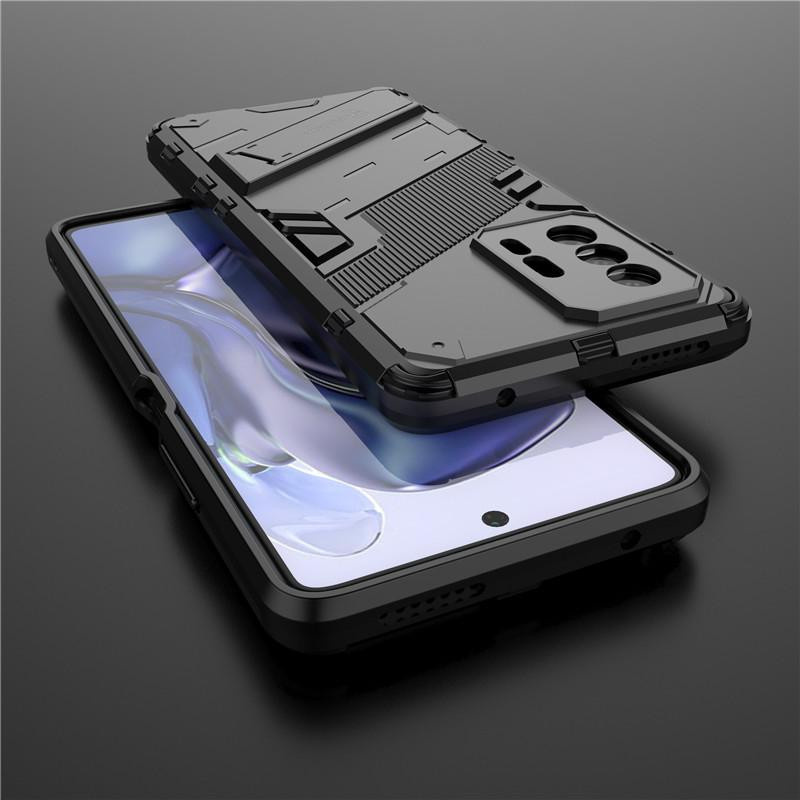 Xiaomi 11T Pro Handyhülle Magnetische Rüstung Stoßfeste Schutzhülle mit Standfunktion in Schwarz - Bild 3