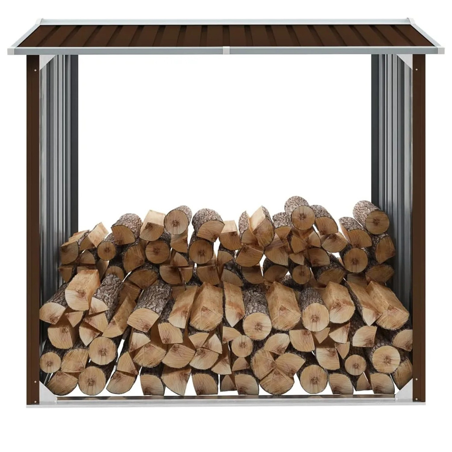 vidaXL Brennholzlager aus verzinktem Stahl in Braun, H x B x T: 172 x 91 x 154 cm - Bild 2