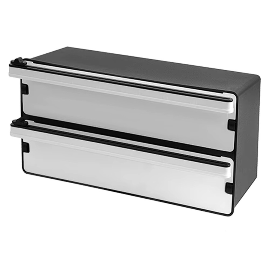 2 in 1 nachfüllbarer Frischhaltefolien-Spender mit integriertem Cutter in Schwarz aus Kunststoff für die professionelle Küchenorganisation - Bild 3