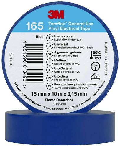 3M Temflex 165 Isolierband Blau B: 15 mm, L: 10 m - Bild 1