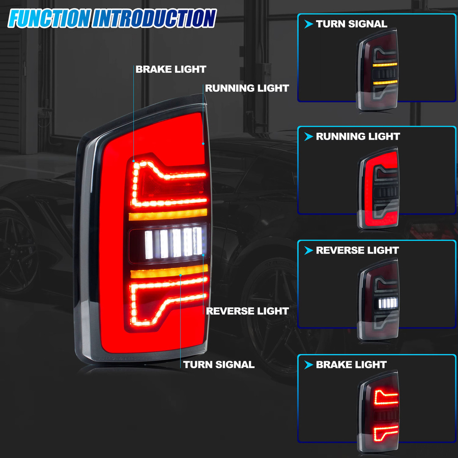 LED-Rückleuchten mit sequentiellen Blinkern für Dodge Ram 1500 2500 3500 Modelle 2006 bis 2008, Farbe: Rot - Bild 2