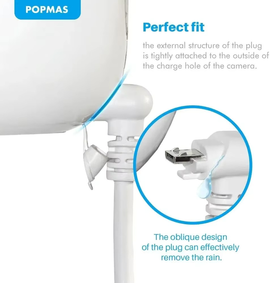 Arlo wetterfestes Ladekabel mit USB-C Anschluss für Arlo Pro und Diego Pro 2, Länge: 7,6 m, Farbe: Weiß - Bild 1