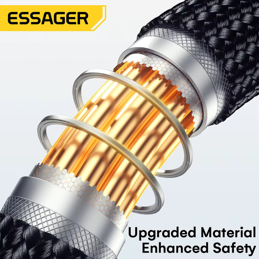 Essager 3-in-1 USB-C Ladekabel mit magnetischer Aufladung für Apple iWatch und iPhone, 100 W, Schwarz - Bild 4
