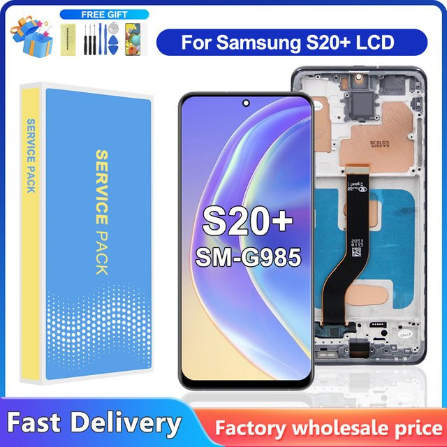 Samsung S20 Plus TFT LCD Display Touchscreen mit Rahmen Digitizer-Baugruppe in Grau kompatibel mit G985 G985F G985F/DS G986 - Bild 1