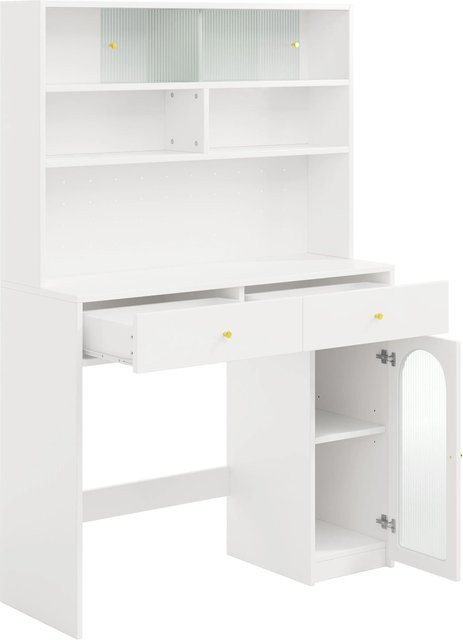 okwish Küchenschrank mit Barfunktion und Hakenleiste in Weiß, modern mit Glastüren, B/T/H: 120 x 45 x 180 cm - Bild 1