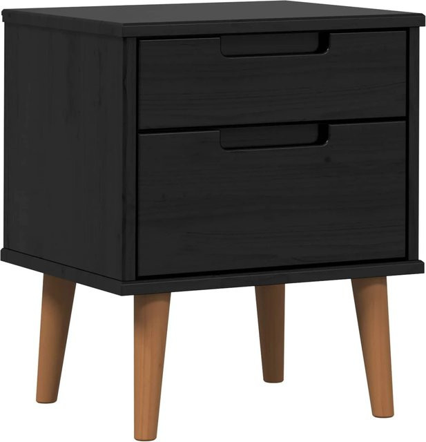 vidaXL Nachttisch aus massivem Kiefernholz in Schwarz, B/T/H: 40 x 35 x 48 cm - Bild 1