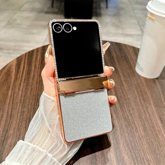 Glitzernde Handyhülle mit Diamant-Effekt für Samsung Galaxy Z Flip in Silver, Gold oder Pink, stoßfeste 2in1 Abdeckung mit Scharnierschutz - Bild 1
