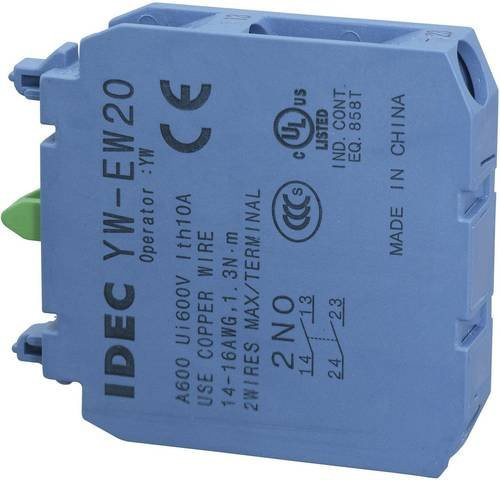 Idec YW-EW20 Kontaktelement mit 2 Schließern tastend in Blau, 240 V/AC - Bild 1