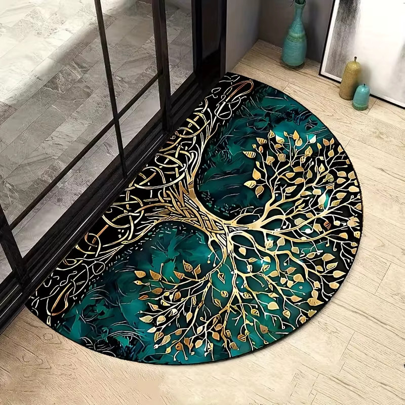 VIKAMA Life Tree Halbkreis-Willkommens-Fußmatte, rutschfester Teppich in Multicolour für Eingangsbereich, Wohnzimmer und Schlafzimmer, B/T: 60 x 40 cm - Bild 6