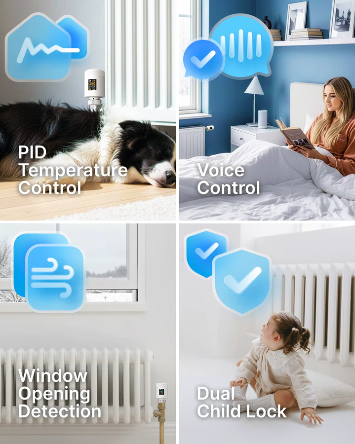 EZAIOT Tuya Smart WiFi6 Thermostatisches Heizkörperventil TRV in Weiß mit App-Steuerung und Smart Home Integration für Alexa und Google Home - Bild 4