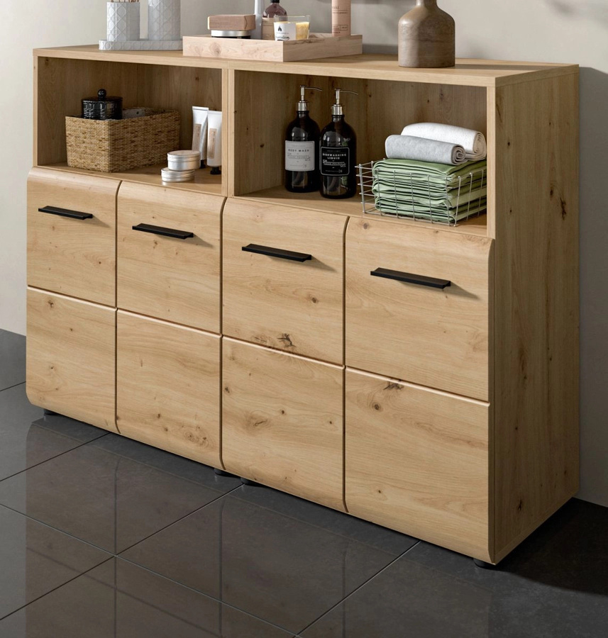 Badezimmer Kommode Set Cover in Eiche, modern und matt, B/H: 120 x 80 cm - Bild 1