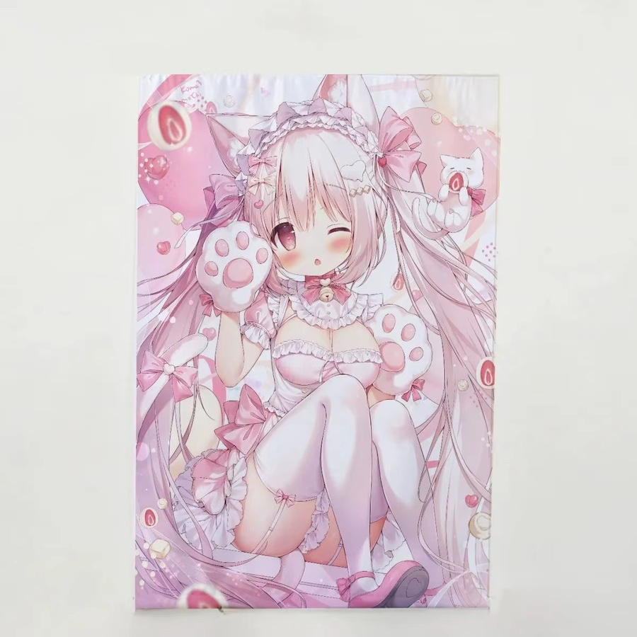 VIKAMA Japanischer Manga Wandbehang in Pink mit Anime Illustration für dein Schlafzimmer oder Gaming-Zimmer - Bild 1