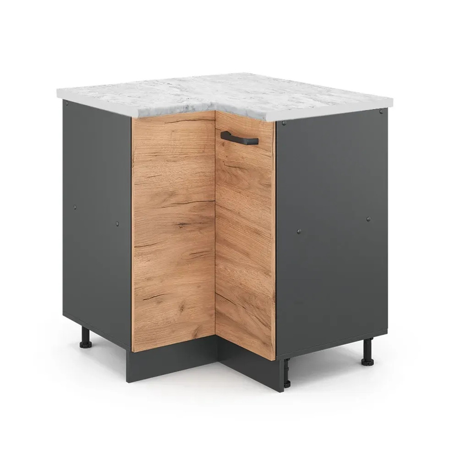 Vicco R-Line Eckunterschrank für die Küche in Eiche und Anthrazit mit Marmor-Optik - Bild 2