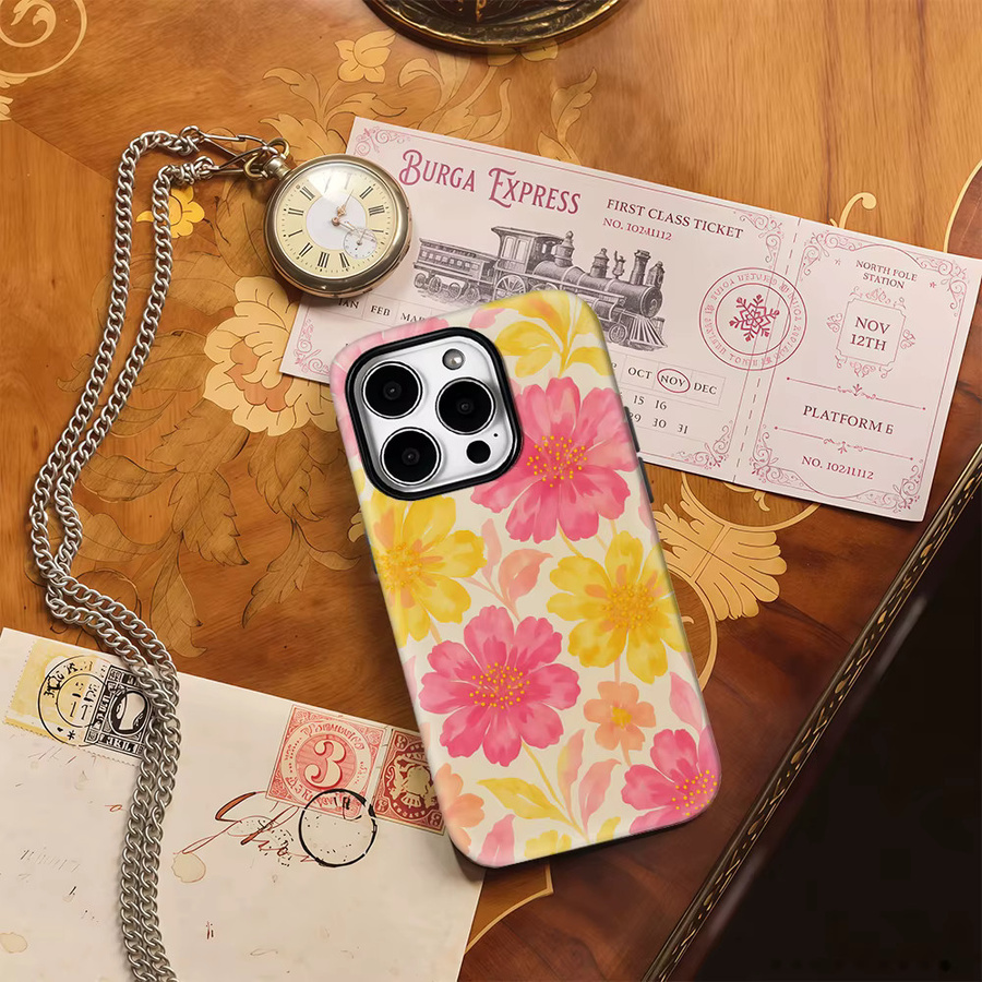 Potdemiel Handyhülle Golden Bloom Bliss in Gold und Multicolour für iPhone 11 bis iPhone 16 Pro Max mit doppelschichtiger Rückseite - Bild 2