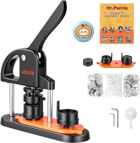 VEVOR Buttonmaschine 32mm inklusive 500 Button-Teilen, Kreisschneider und Zauberbuch für personalisierte Abzeichen - Bild 1
