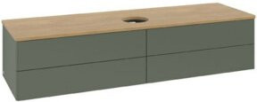 V&B Waschtischunterschrank Antao ohne Frontstruktur in Eiche Honig mit Lackierung in Grau Grün B/T: 160 x 50 cm - Bild 1