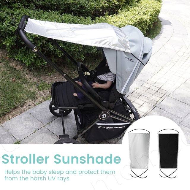 momo&dudu Universeller Kinderwagen-Sonnenschutz in Silber mit UV-Schutz, Mückenschutz sowie Wind- und Wasserdichtigkeit - Bild 1