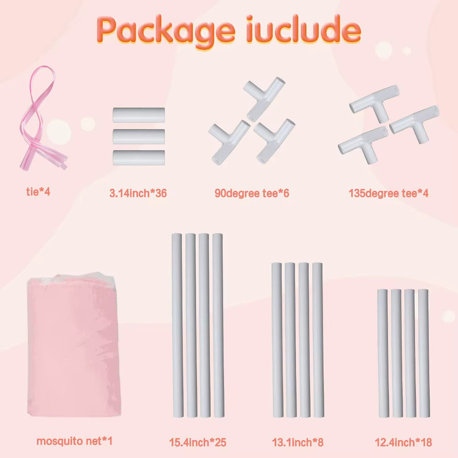Luxuriöses Prinzessinnen-Himmelbett mit Moskitonetz und Vorhängen für Kinderzimmer in Weiß und Pink - Bild 2