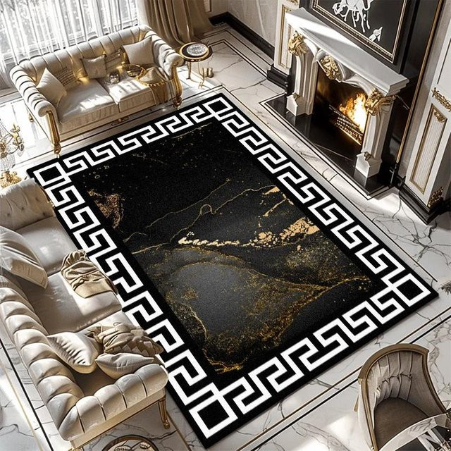Moderner Luxus-Teppich von Wucifang Jewelry in Schwarz, rutschfest und waschbar, ideal für Wohnzimmer und Schlafzimmer, B: 160 cm, L: 230 cm - Bild 1