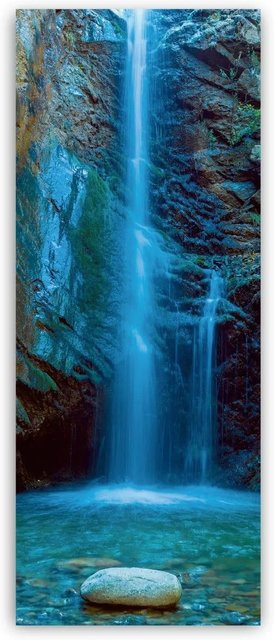 Walllux Duschrückwand Wasserfall aus Alu-Verbund in Blau, B/H: 100 x 255 cm, Stärke: 3 mm - Bild 1