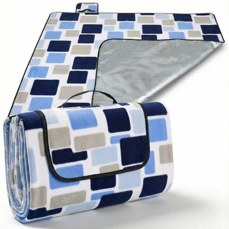 Picknickdecke mit quadratischem Muster in Blau, 2 x 2 m