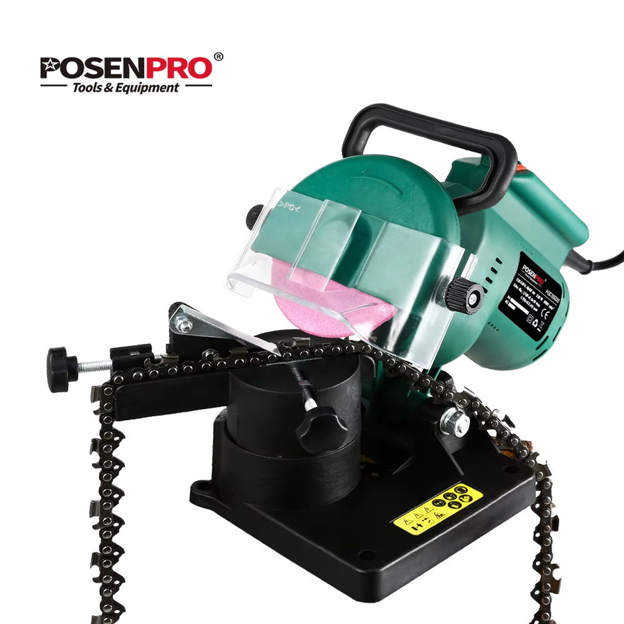 POSENPRO Elektrischer Kettensägenschärfer in Grün mit 100 mm Schleifscheibe, 220 W Kettenschleifer für Kettensägen - Bild 4