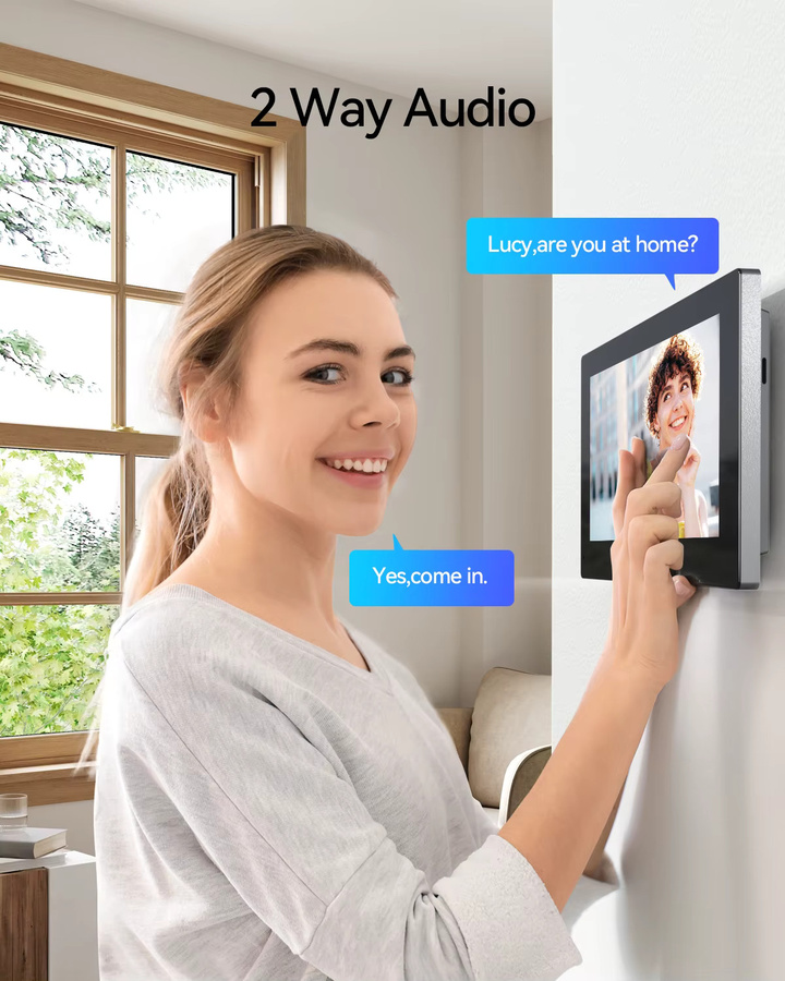 TMEZON WiFi Tuya Video-Gegensprechanlage mit 7 Zoll 1080P Touchscreen und Kamera in Schwarz - Bild 2