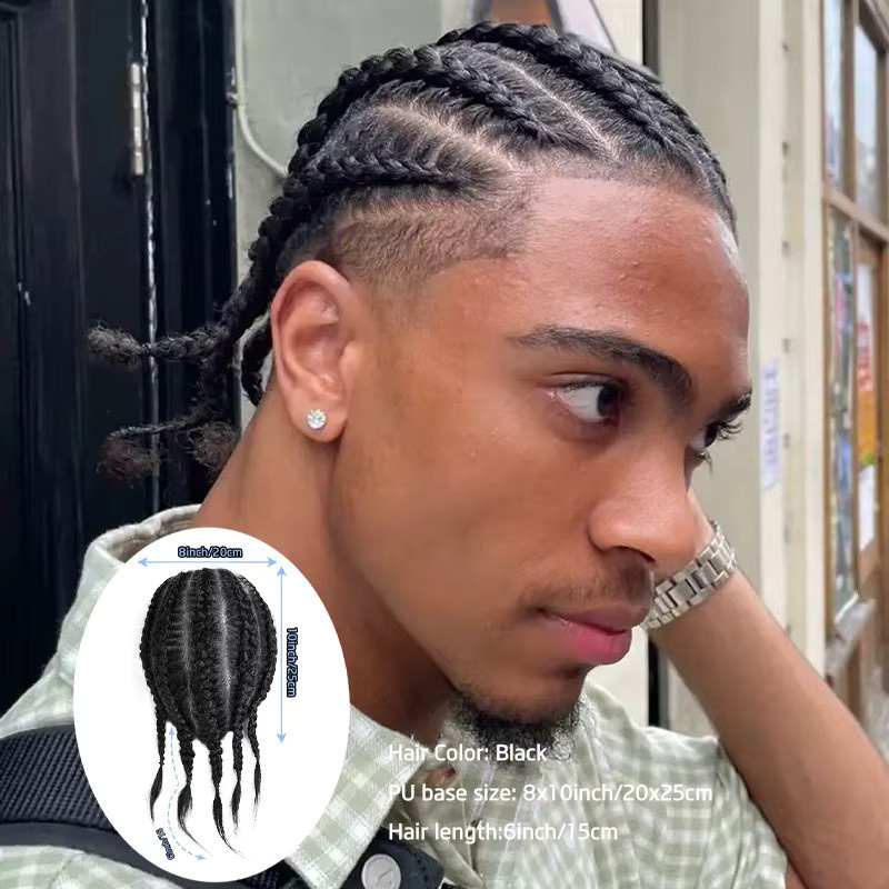 GloTress Dirty Braid Haarteil, afrikanische Zopfperücke aus Echthaar, Herren - Bild 4