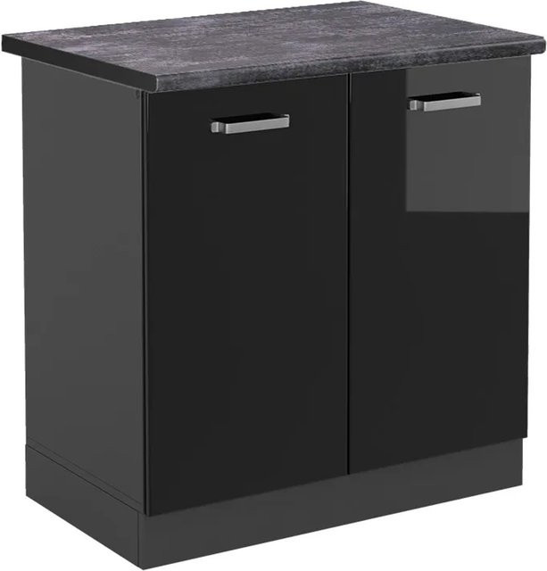 Vicco Spülenunterschrank R-Line in Schwarz Hochglanz und Anthrazit, B: 80 cm, H: 81,6 cm, T: 60 cm - Bild 1