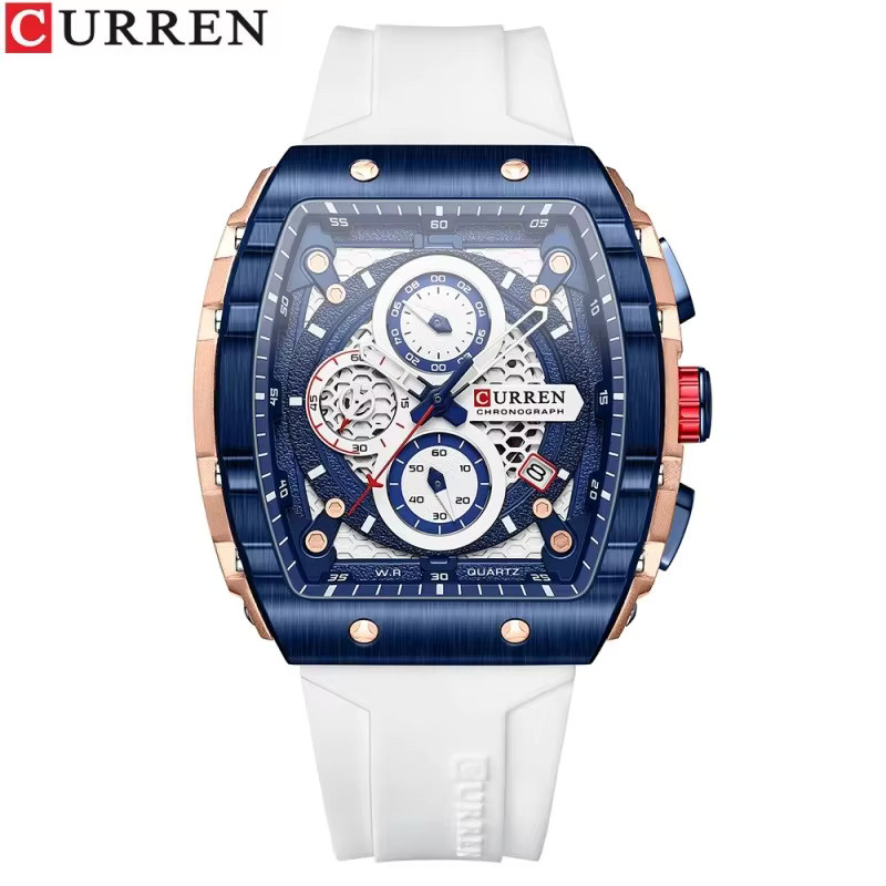 CURREN Chronograph Armbanduhr, Quarz, eckig, Silikon, Herren - Bild 1