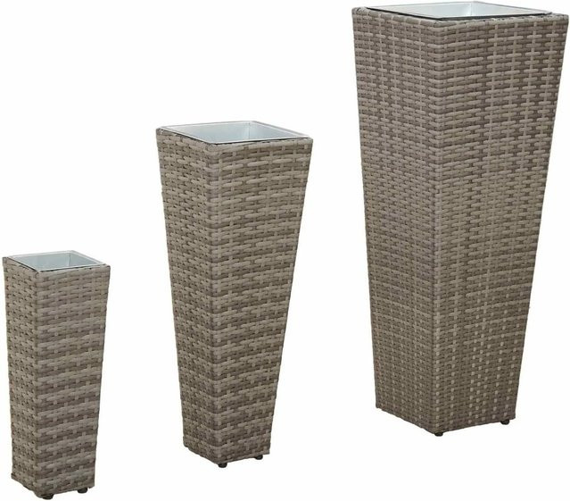 vidaXL Set für Outdoor 3er Set Metall Pflanzgefäße in Grau und Braun - Bild 1