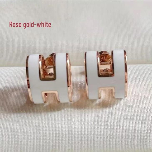 Aijia H Ohrstecker, Emaille, Titan, Gold, Damen, Mini gray - Bild 1