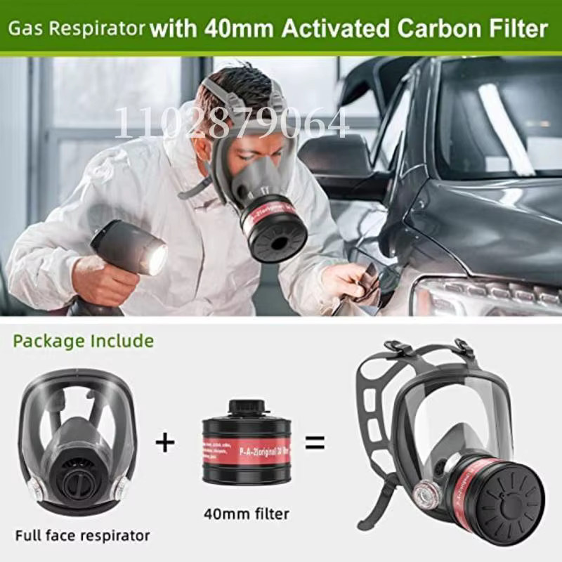HFYSF Vollgesichts-Atemschutzmaske mit 40-mm-Gasfilterkanister für Industrie, Chemikalien, Schweißen und Sprühen - Bild 2