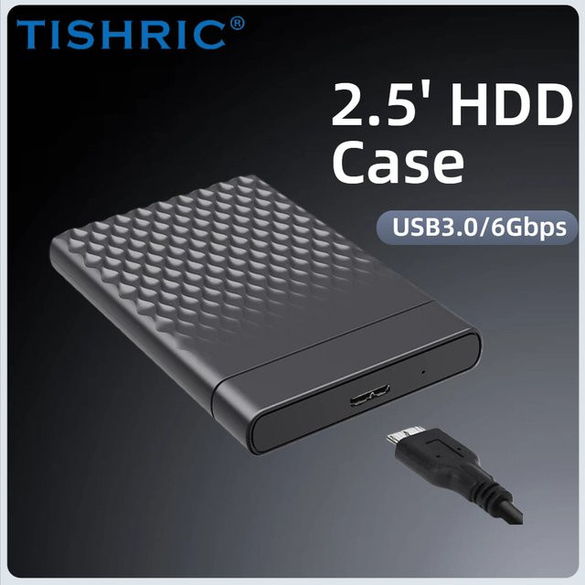 TISHRIC Externes 2,5-Zoll SSD HDD Gehäuse SATA zu USB 3.0 mit 6 Gbit/s Geschwindigkeit, Schwarz - Bild 1
