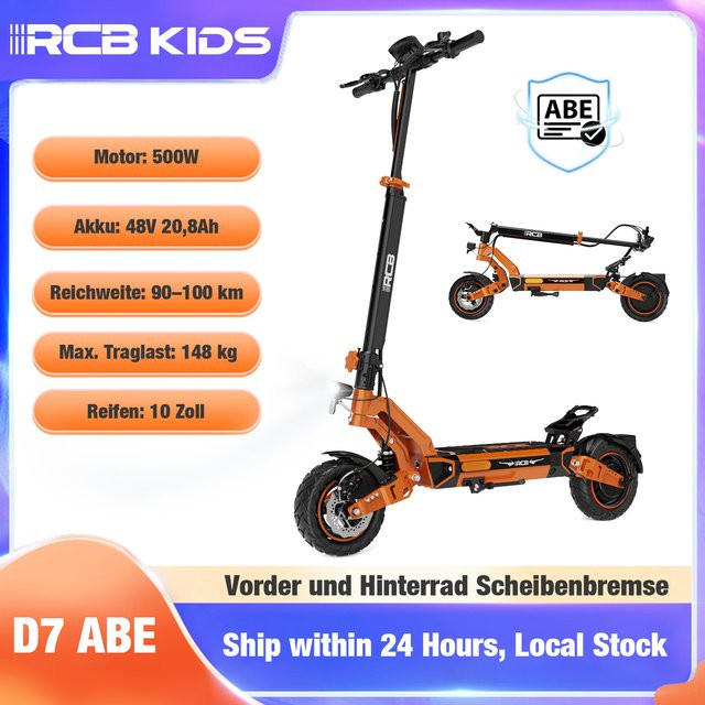 RCB KIDS D7 Pro ABE Elektroroller, klappbar, mit 10 Zoll Vakuumreifen - Bild 1