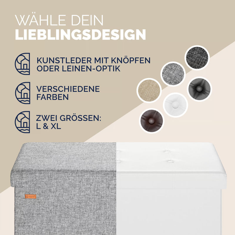 Casaria Sitzbank Grau aus MDF faltbar B/T/H: 80 x 40 x 40 cm - Bild 4