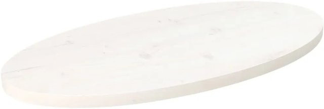vidaXL Tischplatte aus massivem Kiefernholz in Weiß, Oval, B/T/H: 80 x 40 x 2,5 cm - Bild 1