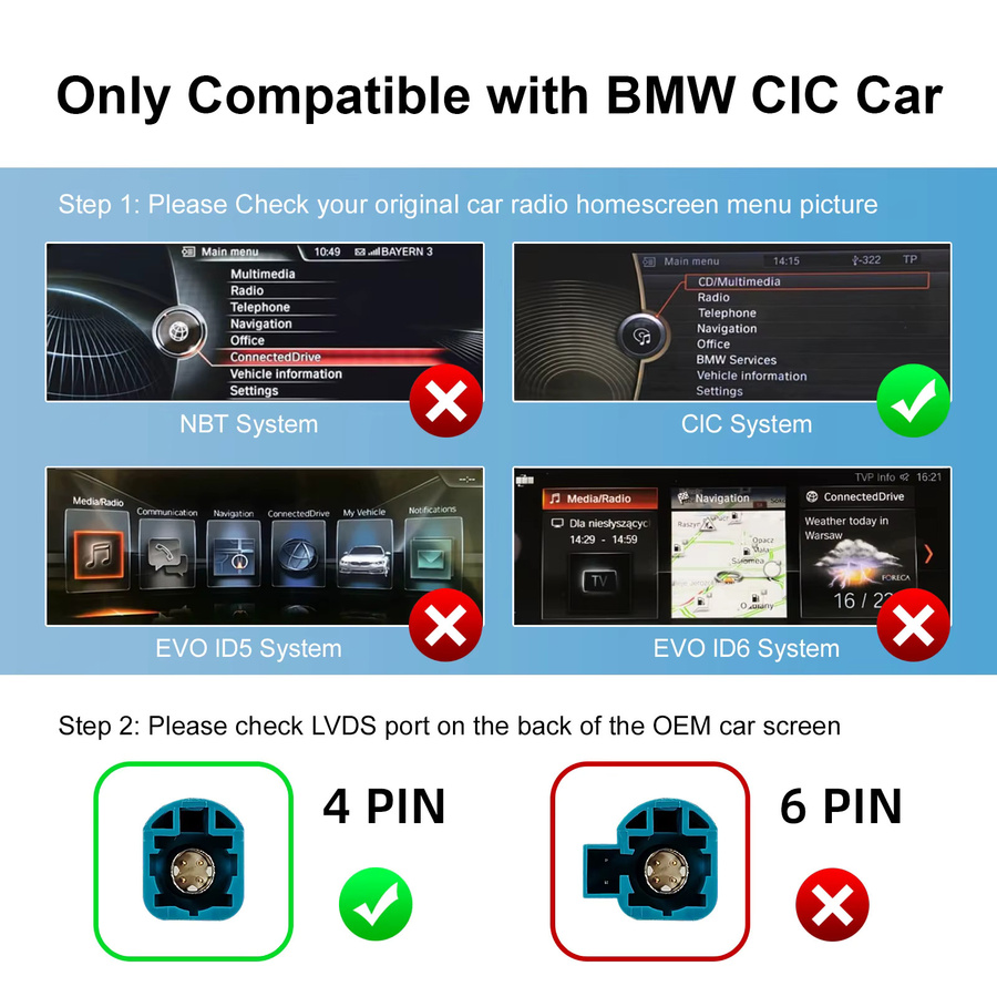 Ezonetronics Kabelloses CarPlay und Android Auto Nachrüstkit Decoder-Box für BMW CIC 1 3 5 6 7 Serie, X1 X3 X5 X6 und MINI in Schwarz mit Wi-Fi und Bluetooth - Bild 2