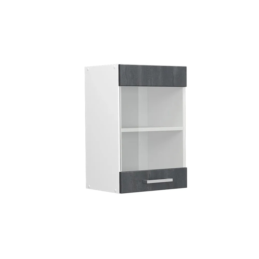 Vicco R-Line Küchen-Hängeglasschrank mit Glastüren in Schwarz Beton und Weiß, B/T/H: 40 x 31 x 60 cm - Bild 2