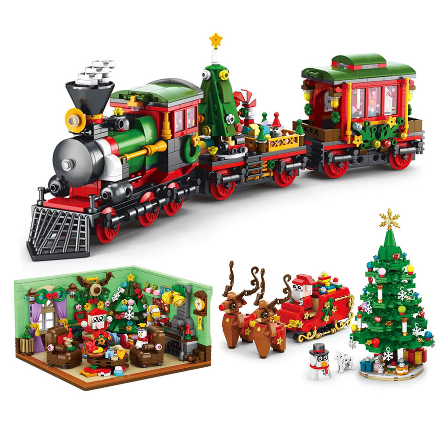 DBPALY Weihnachts Bausteine Set mit Zug, Baum, Elch und Haus in Mehrfarbig aus Kunststoff - Bild 4