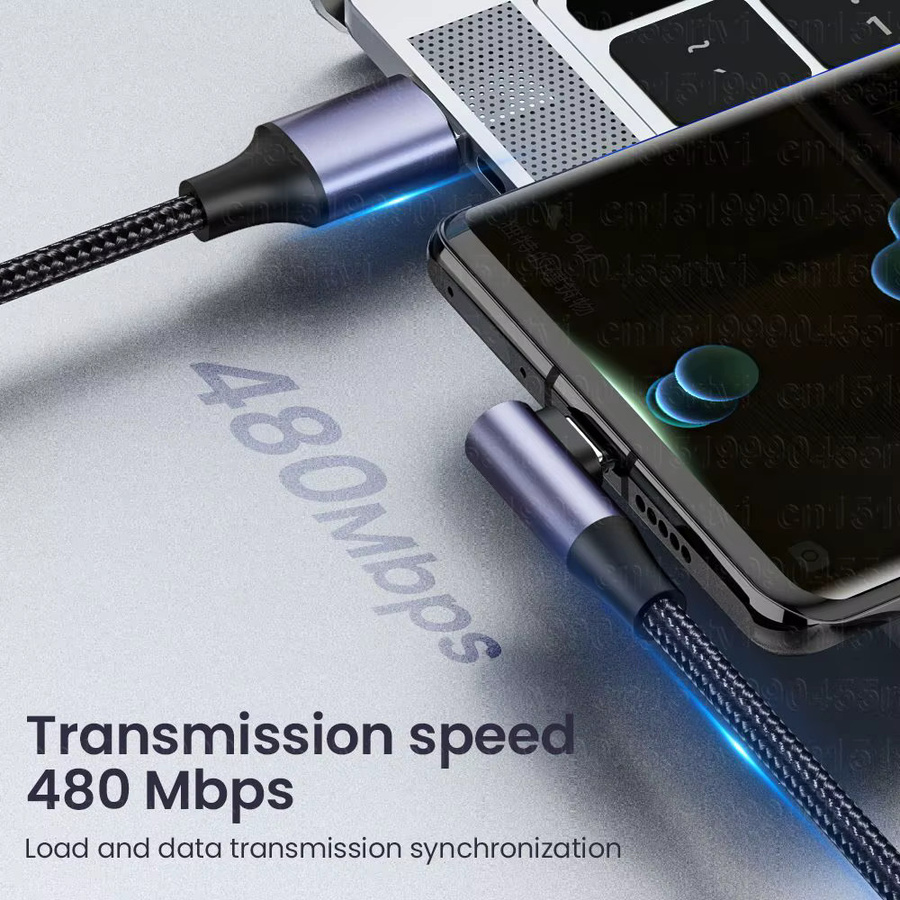 MIIQNUS USB-A zu USB-C Kabel mit 90-Grad-Winkel, 4,0 rechtwinkliges 100W PD Schnellladekabel für Laptop und Mobiltelefone - Bild 2