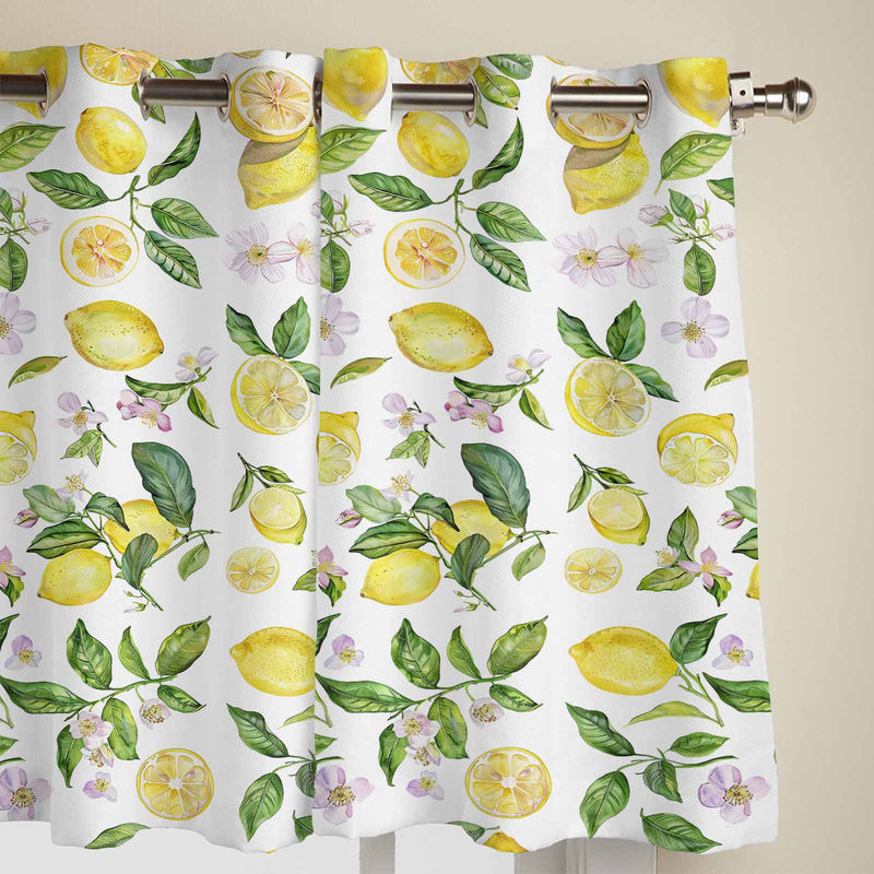 Super Six Vintage Fenster Vorhang mit Zitrone Aquarell Design, halbtransparent, Polyester, B: 135 cm, H: 160 cm - Bild 3
