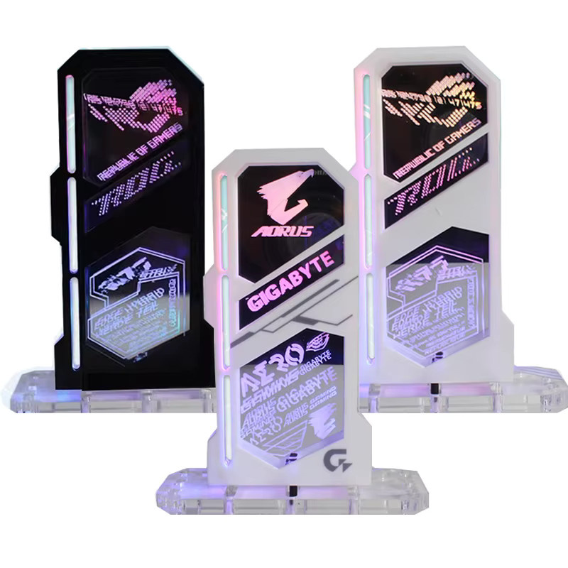 Belief Logos Grafikkartenschutzhalter mit vertikalem Spiegeldesign und 5V RGB AURA SYNC in Weiß - Bild 5