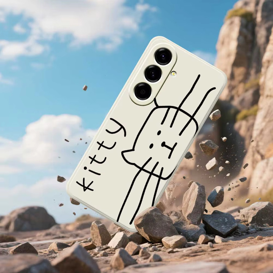 Samsung Handy Soft Cover im Katzen-Design für Galaxy A56 A55 A54 A53 A52 A51 A35 A34 A32 A31 A25 A24 A23 A22 5G 4G in Weiß - Bild 2