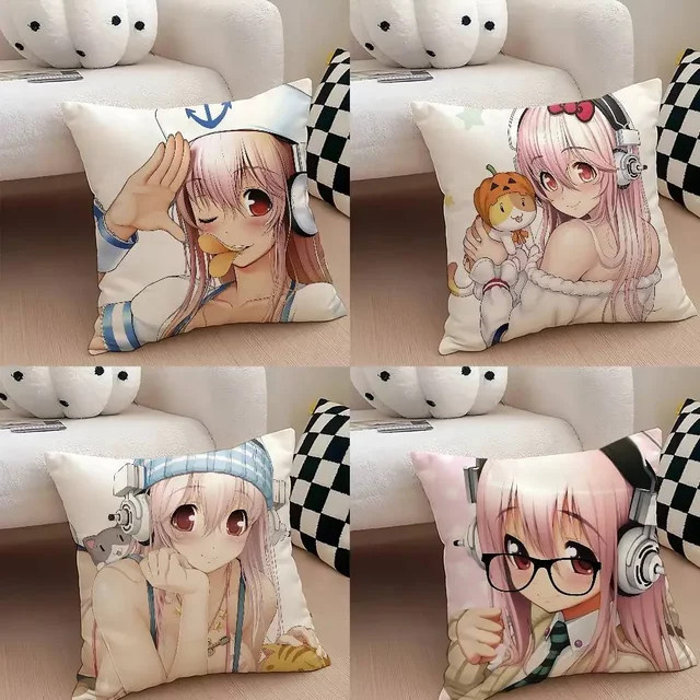 52TOYS Super Sonico Kissenbezug aus Polyester mit Reißverschluss, Mehrfarbig, B/T/H: 40 x 40 x 40 cm - Bild 1