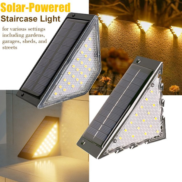 XIWANGFIRE LED Solar-Stufenleuchten in Schwarz mit warmweißem Licht für Garten und Terrasse - Bild 1