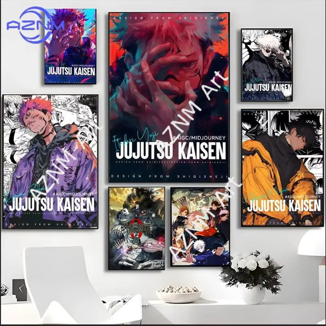 KAYOU Jujutsu Kaisen Anime Leinwandkunst HD Wanddekoration Mehrfarbig - Bild 1