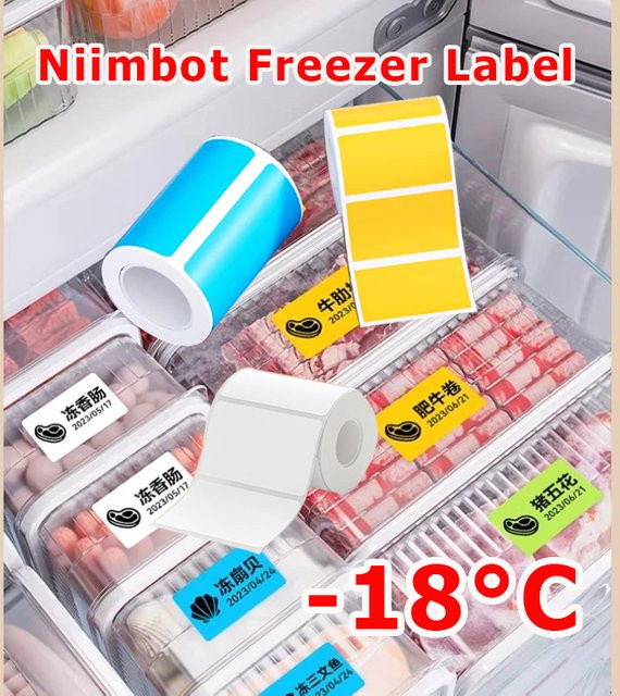 NIIMBOT Gefrieretikettenpapier in Weiß für B1, B21, B31, B203 und B3S zur Lebensmittelaufbewahrung und als kältebeständige Kühlschrank-Aufkleber - Bild 1