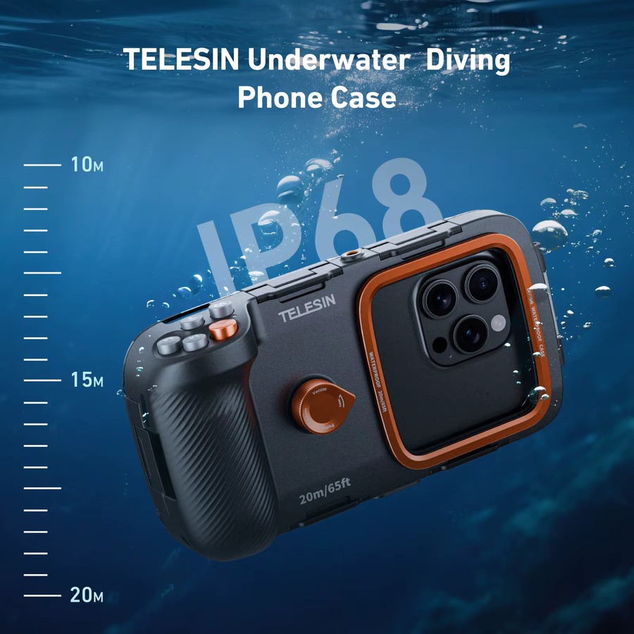 TELESIN Universelles Unterwasser-Tauchgehäuse für Smartphones mit Griff, Schwarz - Bild 2