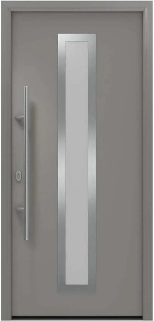 EcoStar Haustür Isopro IP 700S aus Graualuminium mit Glaseinsatz, B: 110 cm, H: 210 cm, DIN Links - Bild 1